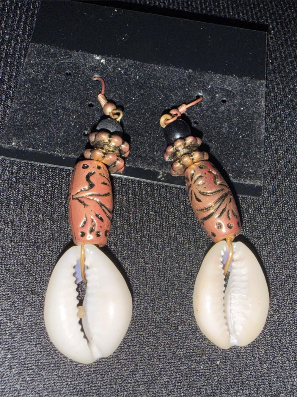 Handmade Cowrie Shell Drop Earrings and Hair Barrette.
